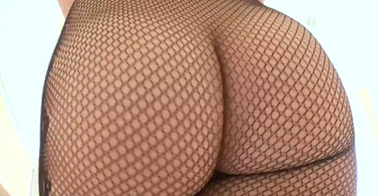 Женская попка в колготках в сетку